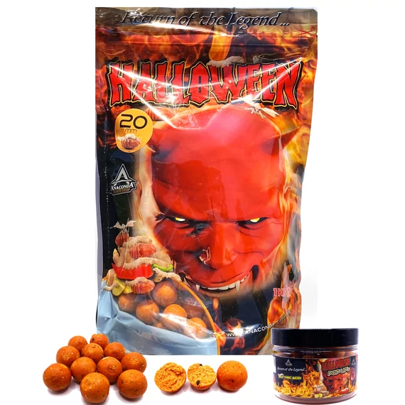 ANACONDA Halloween Boilie Fűszeres-Édes-Selyemhernyó/20mm/1Kg + Halloween 16mm pop up szett