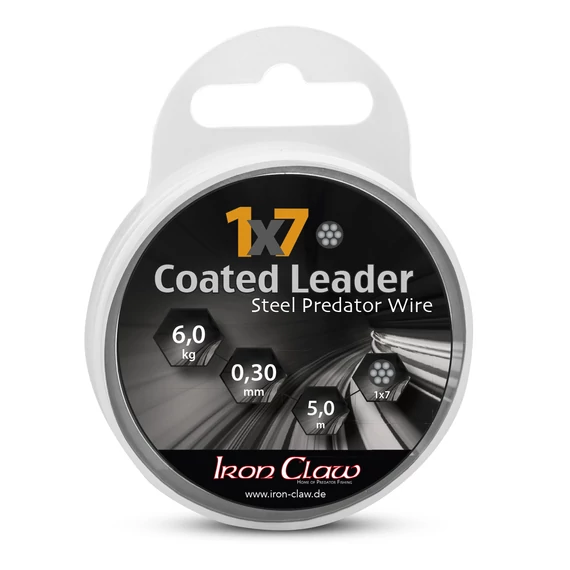 IRON CLAW 1x7 Coated Leader black bevonatos acél előkezsinór / 0,27mm / 4kg / 5m