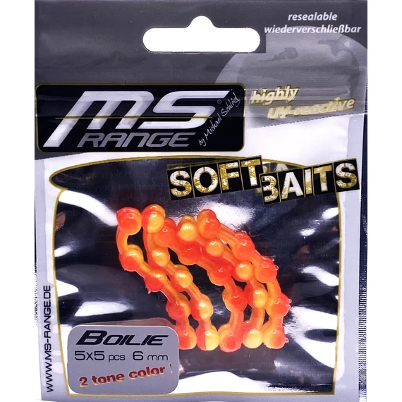 MS RANGE Easy Hook Boilie Fluo RC red-chartreuse/Fluo piros narancssárga UV/gumi wafter 6mm