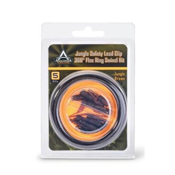 ANACONDA Jungle Gr. Safety Lead Clip 360° Fley Ring Swivel 5 szett / barna 