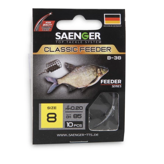 SAENGER Classic Feeder előkötött horog 10 / 85cm / 10db