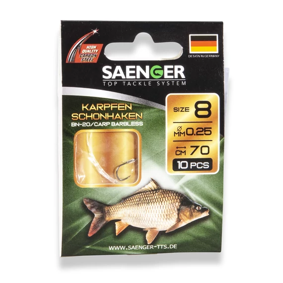 SAENGER Carp Barbless előkötött szakáll nélküli pontyozó horog /10db