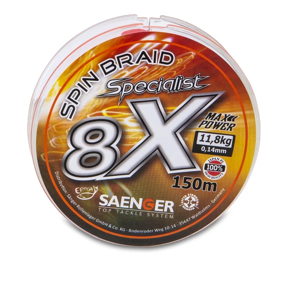 Saenger 8x fonott zsinór narancssárga / 150m