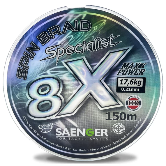 Saenger 8X fonott zsinór szürke 0,21mm / 150m / 17,60kg