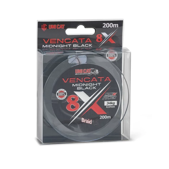 Uni Cat Vencata Midnight Black 8X fonott zsinór 